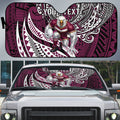 Personalised Manly Warringah Sea Eagles Auto Sun Shade Polynesian Tribal Art Style With Muscular Sea Eagle Mascot