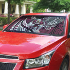 Personalised Manly Warringah Sea Eagles Auto Sun Shade Polynesian Tribal Art Style With Muscular Sea Eagle Mascot