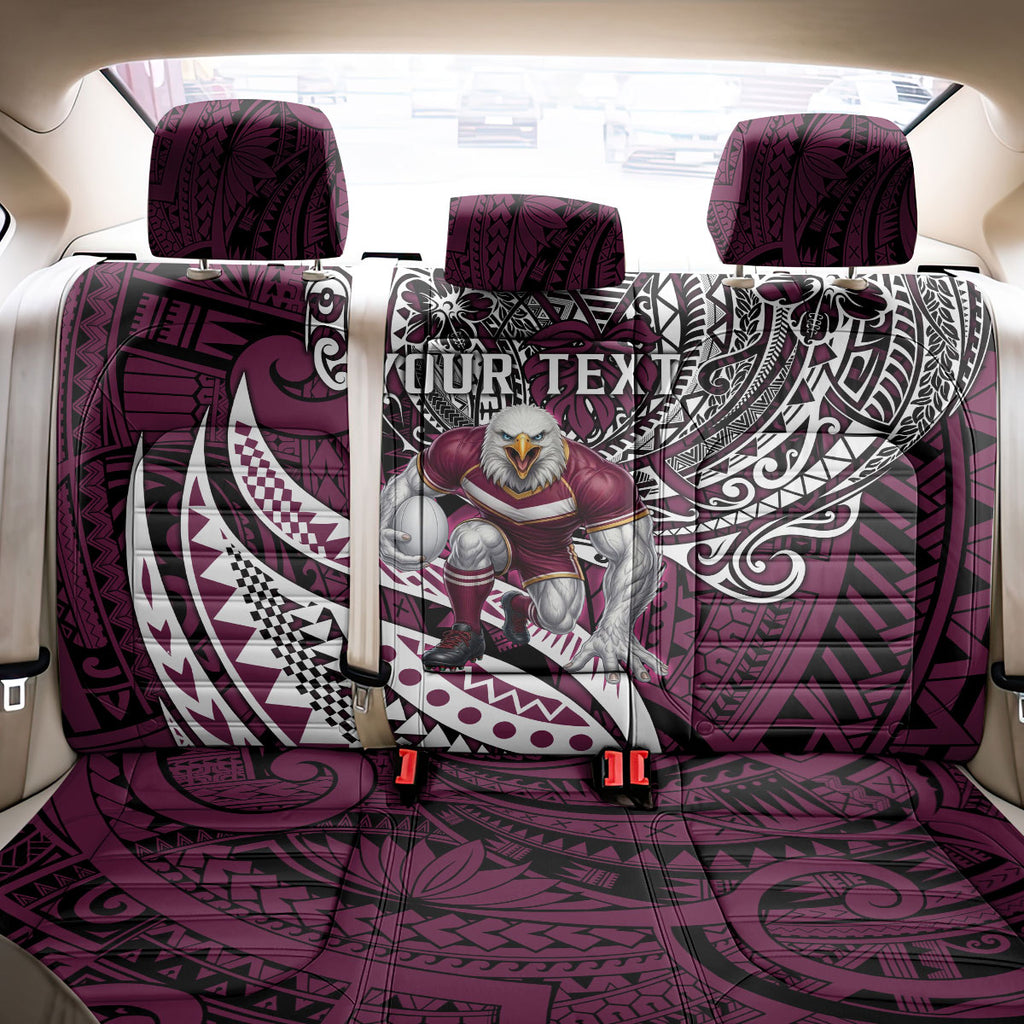Personalised Manly Warringah Sea Eagles Back Car Seat Cover Polynesian Tribal Art Style With Muscular Sea Eagle Mascot