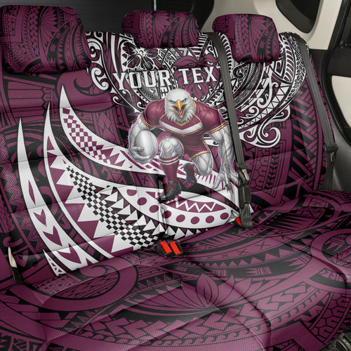 Personalised Manly Warringah Sea Eagles Back Car Seat Cover Polynesian Tribal Art Style With Muscular Sea Eagle Mascot