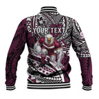 Personalised Manly Warringah Sea Eagles Baseball Jacket Polynesian Tribal Art Style With Muscular Sea Eagle Mascot