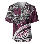 Personalised Manly Warringah Sea Eagles Baseball Jersey Polynesian Tribal Art Style With Muscular Sea Eagle Mascot