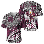 Personalised Manly Warringah Sea Eagles Baseball Jersey Polynesian Tribal Art Style With Muscular Sea Eagle Mascot