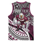 Personalised Manly Warringah Sea Eagles Basketball Jersey Polynesian Tribal Art Style With Muscular Sea Eagle Mascot