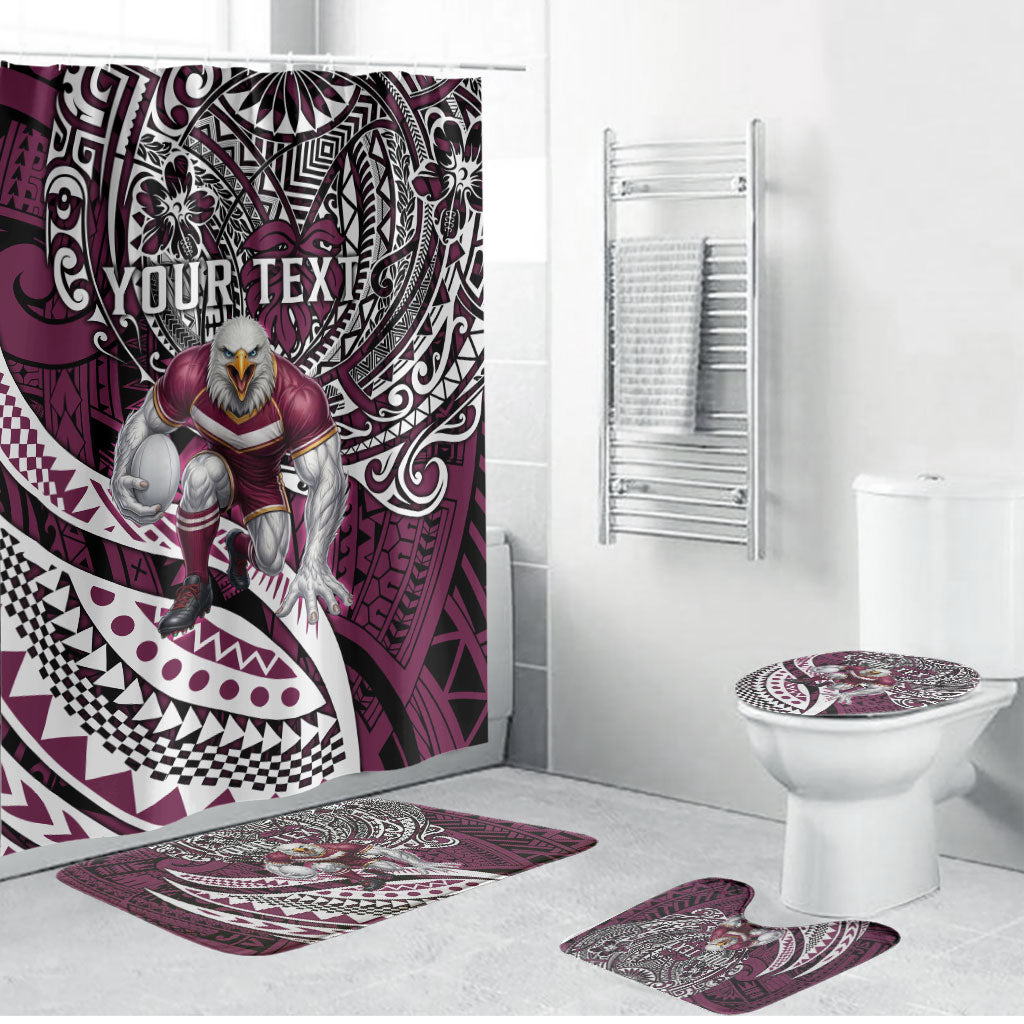 Personalised Manly Warringah Sea Eagles Bathroom Set Polynesian Tribal Art Style With Muscular Sea Eagle Mascot