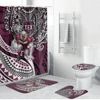 Personalised Manly Warringah Sea Eagles Bathroom Set Polynesian Tribal Art Style With Muscular Sea Eagle Mascot