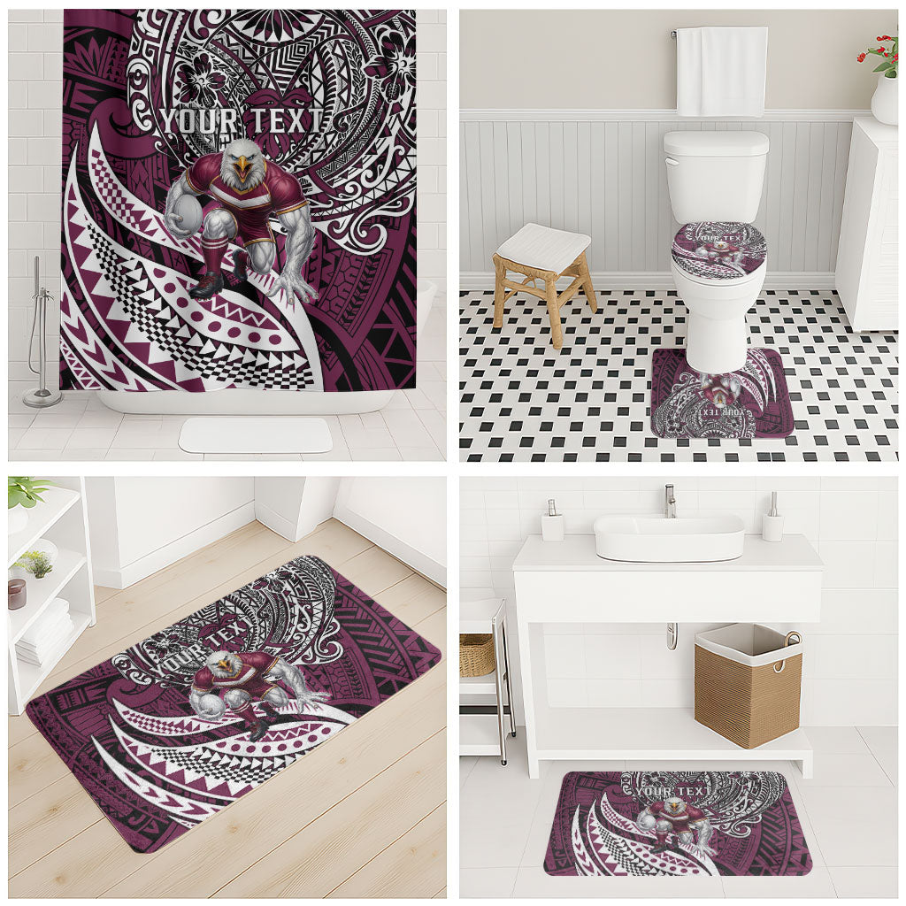Personalised Manly Warringah Sea Eagles Bathroom Set Polynesian Tribal Art Style With Muscular Sea Eagle Mascot