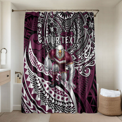 Personalised Manly Warringah Sea Eagles Bathroom Set Polynesian Tribal Art Style With Muscular Sea Eagle Mascot