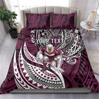 Personalised Manly Warringah Sea Eagles Bedding Set Polynesian Tribal Art Style With Muscular Sea Eagle Mascot