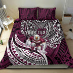 Personalised Manly Warringah Sea Eagles Bedding Set Polynesian Tribal Art Style With Muscular Sea Eagle Mascot