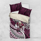 Personalised Manly Warringah Sea Eagles Bedding Set Polynesian Tribal Art Style With Muscular Sea Eagle Mascot
