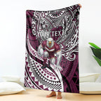 Personalised Manly Warringah Sea Eagles Blanket Polynesian Tribal Art Style With Muscular Sea Eagle Mascot