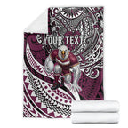 Personalised Manly Warringah Sea Eagles Blanket Polynesian Tribal Art Style With Muscular Sea Eagle Mascot