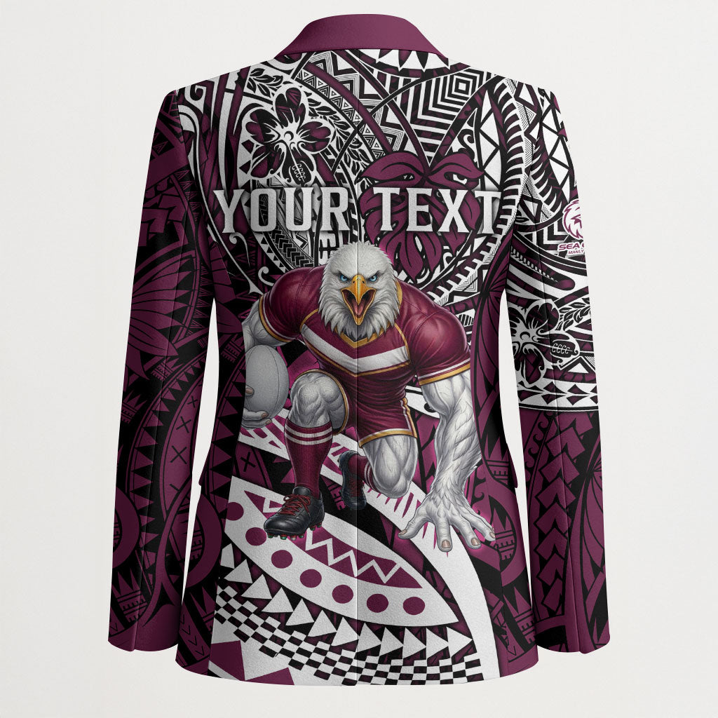 Personalised Manly Warringah Sea Eagles Blazer Polynesian Tribal Art Style With Muscular Sea Eagle Mascot