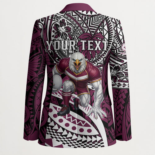 Personalised Manly Warringah Sea Eagles Blazer Polynesian Tribal Art Style With Muscular Sea Eagle Mascot