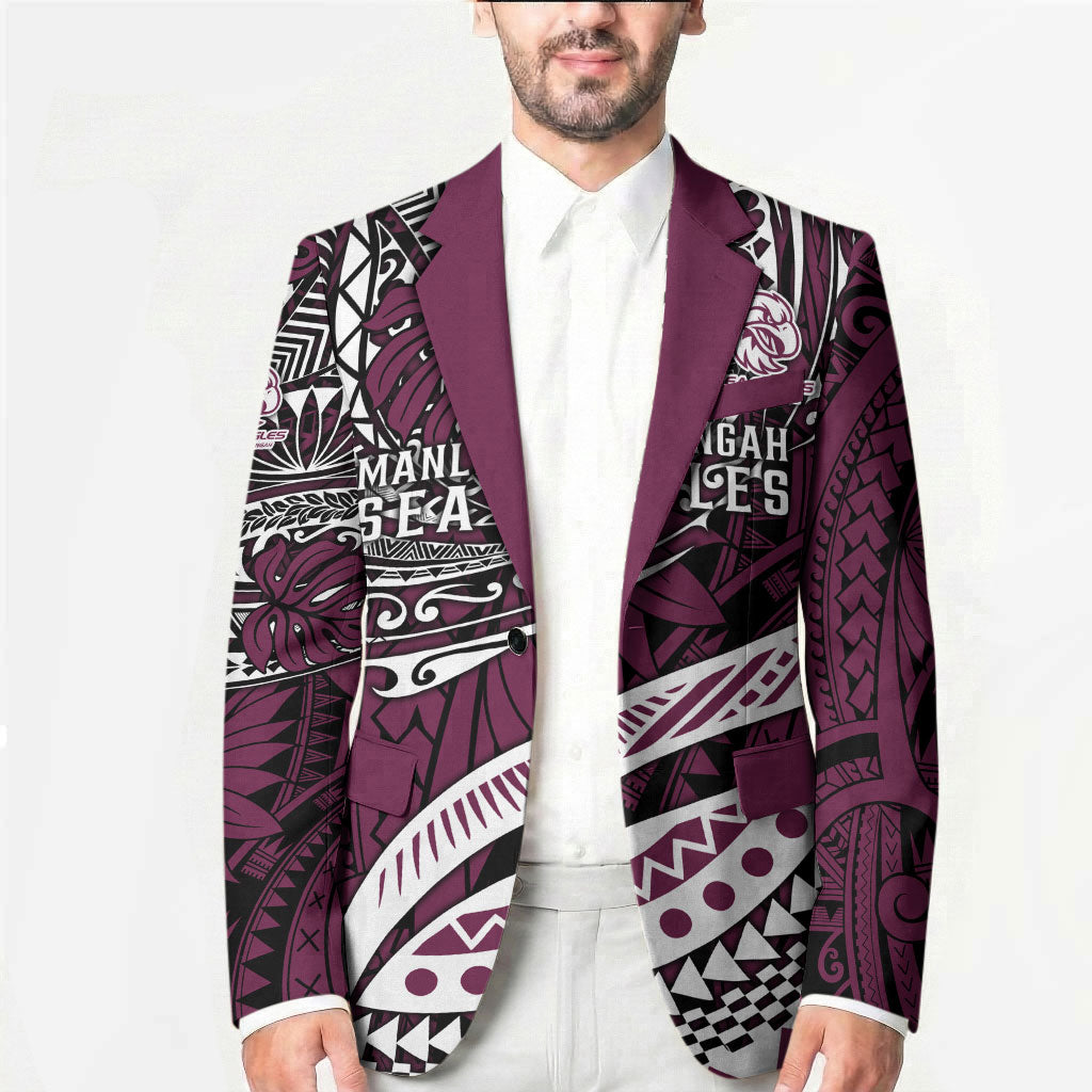 Personalised Manly Warringah Sea Eagles Blazer Polynesian Tribal Art Style With Muscular Sea Eagle Mascot