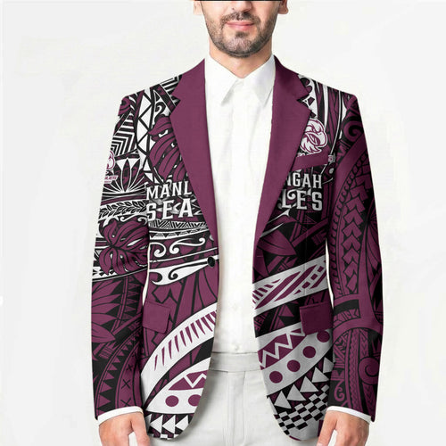 Personalised Manly Warringah Sea Eagles Blazer Polynesian Tribal Art Style With Muscular Sea Eagle Mascot