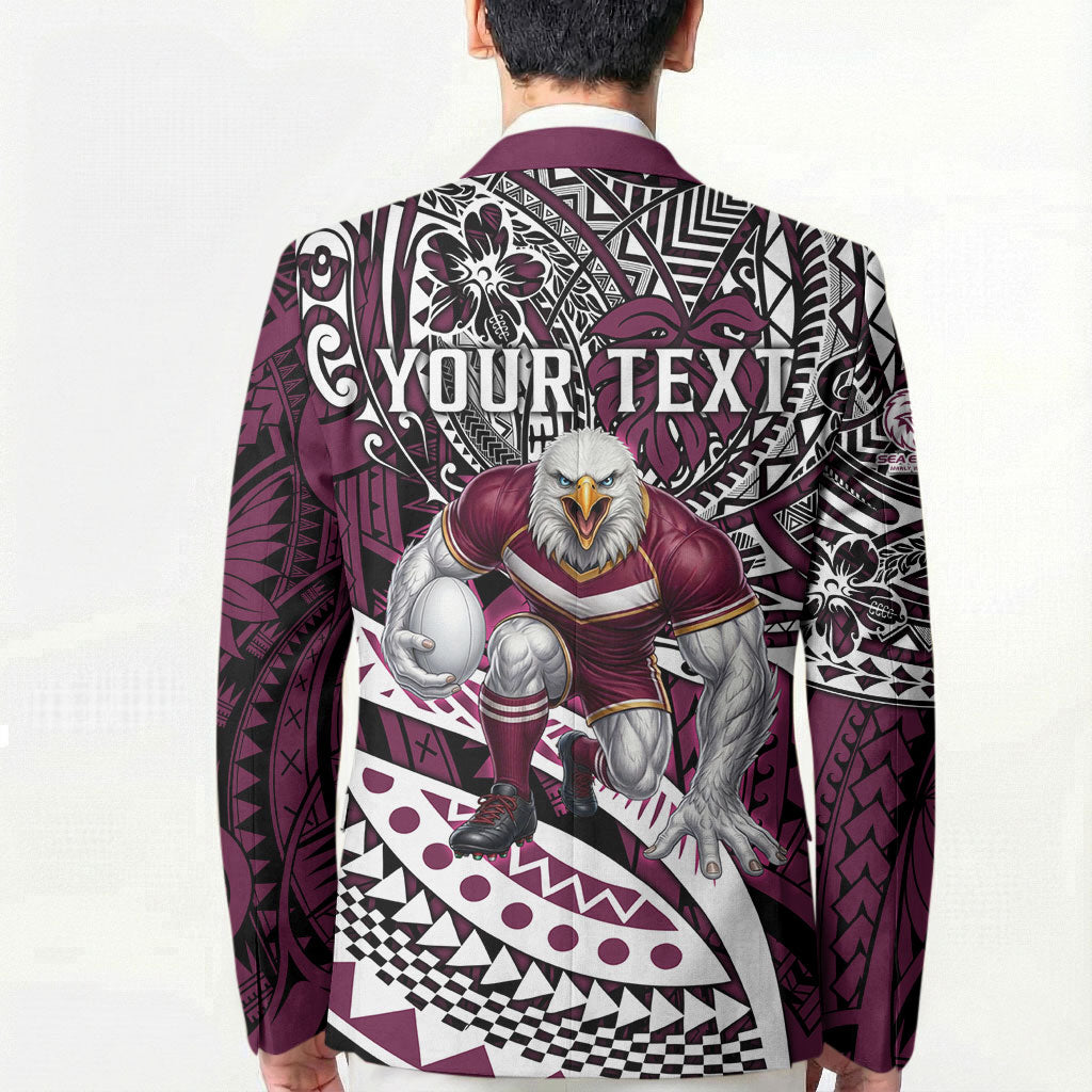 Personalised Manly Warringah Sea Eagles Blazer Polynesian Tribal Art Style With Muscular Sea Eagle Mascot
