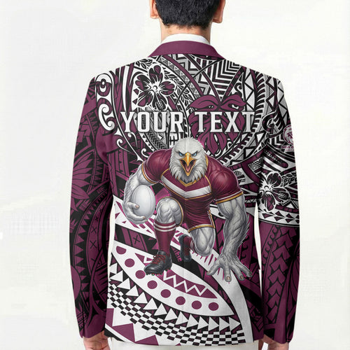 Personalised Manly Warringah Sea Eagles Blazer Polynesian Tribal Art Style With Muscular Sea Eagle Mascot