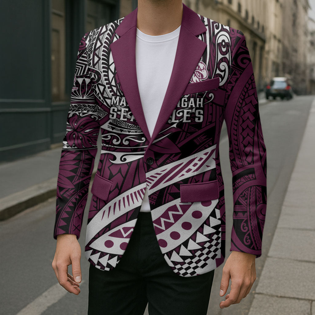 Personalised Manly Warringah Sea Eagles Blazer Polynesian Tribal Art Style With Muscular Sea Eagle Mascot