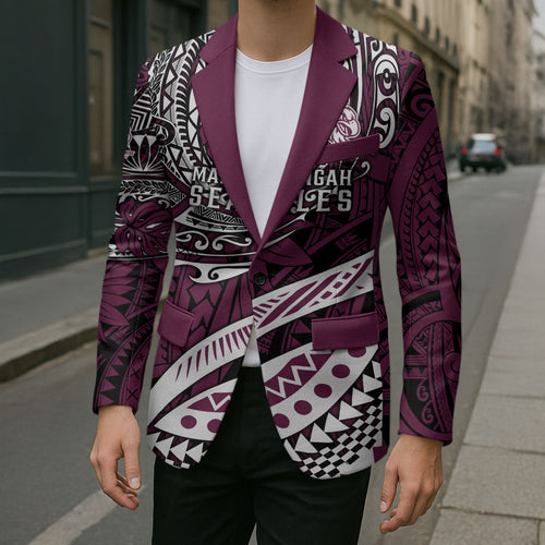 Personalised Manly Warringah Sea Eagles Blazer Polynesian Tribal Art Style With Muscular Sea Eagle Mascot