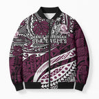 Personalised Manly Warringah Sea Eagles Bomber Puffer Jacket Polynesian Tribal Art Style With Muscular Sea Eagle Mascot