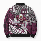 Personalised Manly Warringah Sea Eagles Bomber Puffer Jacket Polynesian Tribal Art Style With Muscular Sea Eagle Mascot