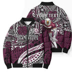 Personalised Manly Warringah Sea Eagles Bomber Puffer Jacket Polynesian Tribal Art Style With Muscular Sea Eagle Mascot