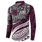 Personalised Manly Warringah Sea Eagles Button Sweatshirt Polynesian Tribal Art Style With Muscular Sea Eagle Mascot