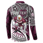 Personalised Manly Warringah Sea Eagles Button Sweatshirt Polynesian Tribal Art Style With Muscular Sea Eagle Mascot