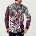 Personalised Manly Warringah Sea Eagles Button Sweatshirt Polynesian Tribal Art Style With Muscular Sea Eagle Mascot