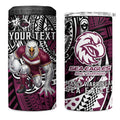 Personalised Manly Warringah Sea Eagles 4 in 1 Can Cooler Tumbler Polynesian Tribal Art Style With Muscular Sea Eagle Mascot