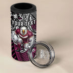 Personalised Manly Warringah Sea Eagles 4 in 1 Can Cooler Tumbler Polynesian Tribal Art Style With Muscular Sea Eagle Mascot