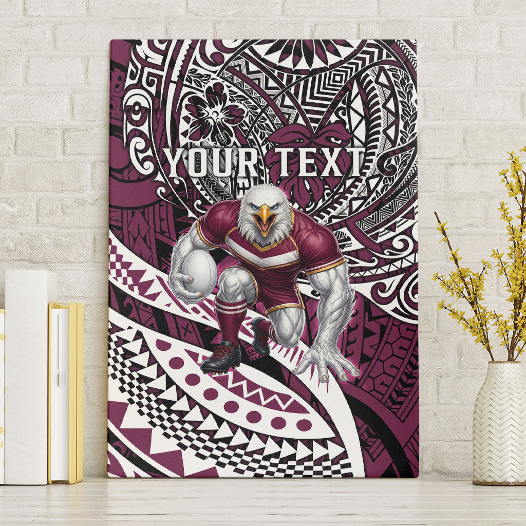 Personalised Manly Warringah Sea Eagles Canvas Wall Art Polynesian Tribal Art Style With Muscular Sea Eagle Mascot