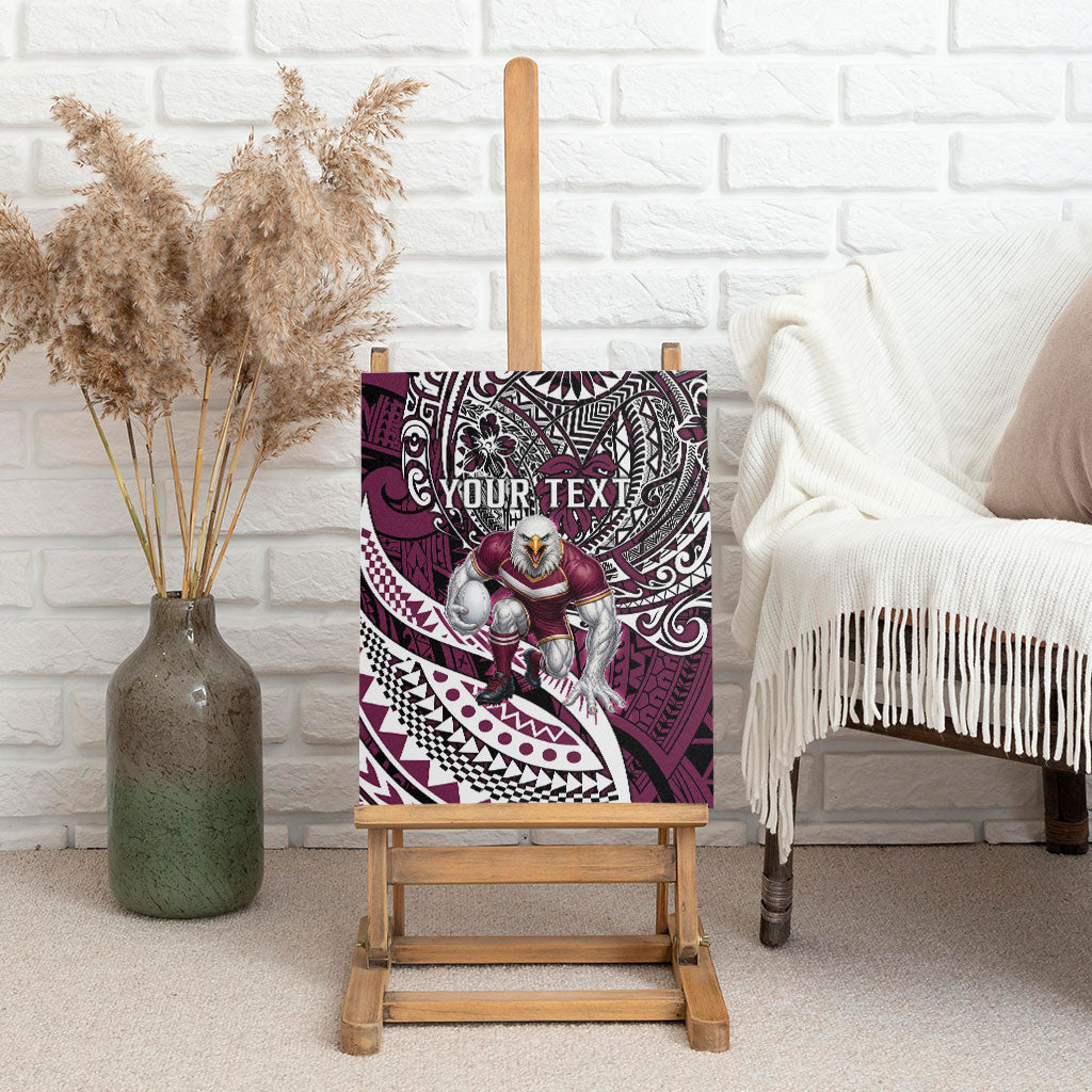 Personalised Manly Warringah Sea Eagles Canvas Wall Art Polynesian Tribal Art Style With Muscular Sea Eagle Mascot