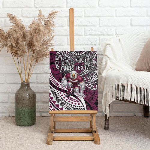 Personalised Manly Warringah Sea Eagles Canvas Wall Art Polynesian Tribal Art Style With Muscular Sea Eagle Mascot