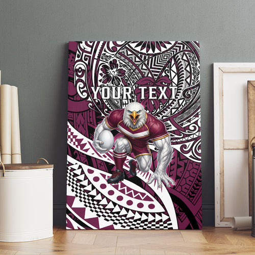 Personalised Manly Warringah Sea Eagles Canvas Wall Art Polynesian Tribal Art Style With Muscular Sea Eagle Mascot