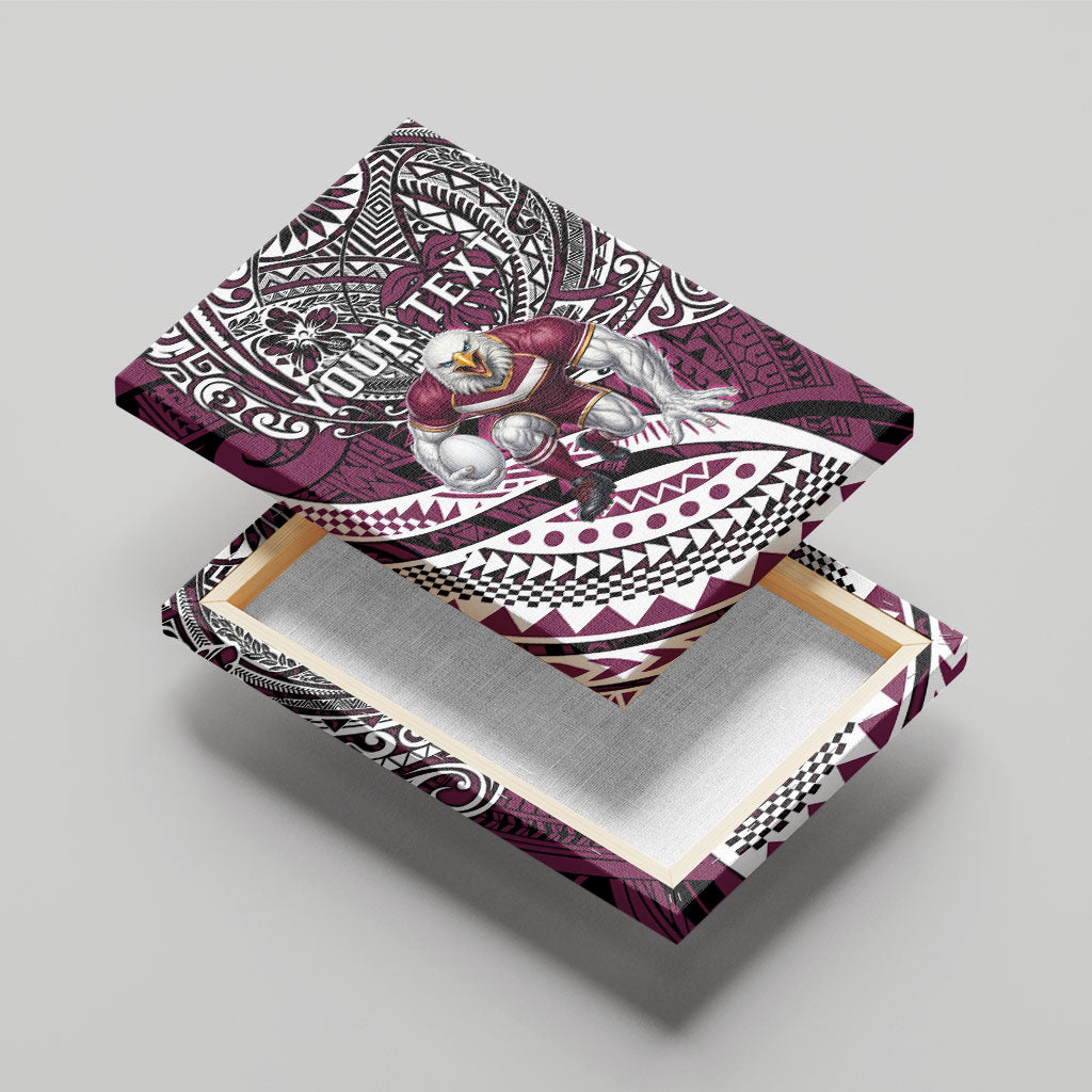 Personalised Manly Warringah Sea Eagles Canvas Wall Art Polynesian Tribal Art Style With Muscular Sea Eagle Mascot