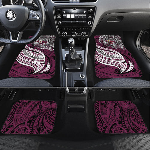 Personalised Manly Warringah Sea Eagles Car Mats Polynesian Tribal Art Style With Muscular Sea Eagle Mascot