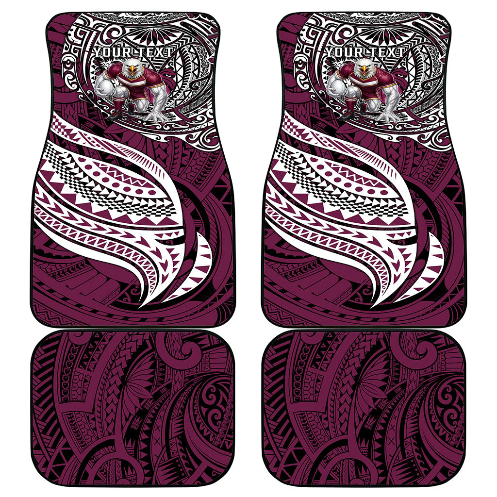 Personalised Manly Warringah Sea Eagles Car Mats Polynesian Tribal Art Style With Muscular Sea Eagle Mascot