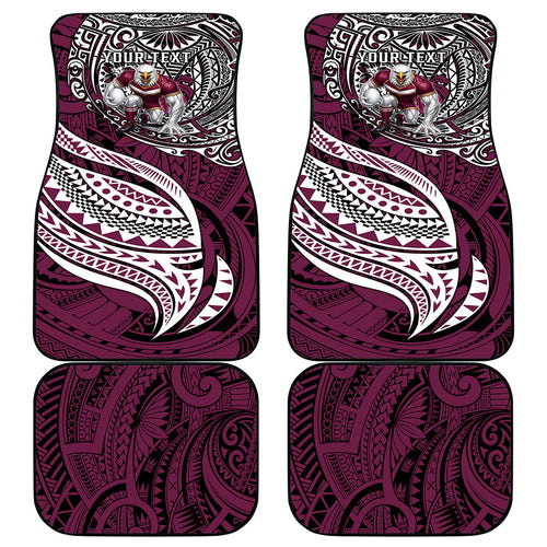 Personalised Manly Warringah Sea Eagles Car Mats Polynesian Tribal Art Style With Muscular Sea Eagle Mascot