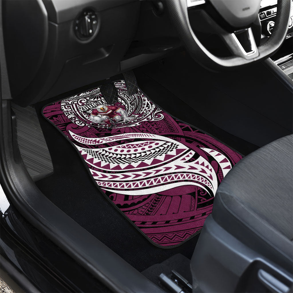Personalised Manly Warringah Sea Eagles Car Mats Polynesian Tribal Art Style With Muscular Sea Eagle Mascot