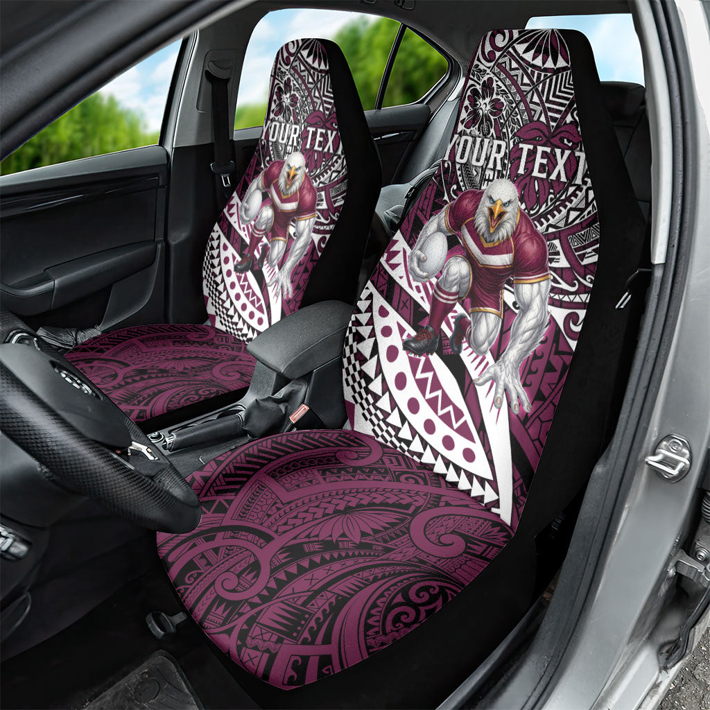 Personalised Manly Warringah Sea Eagles Car Seat Cover Polynesian Tribal Art Style With Muscular Sea Eagle Mascot
