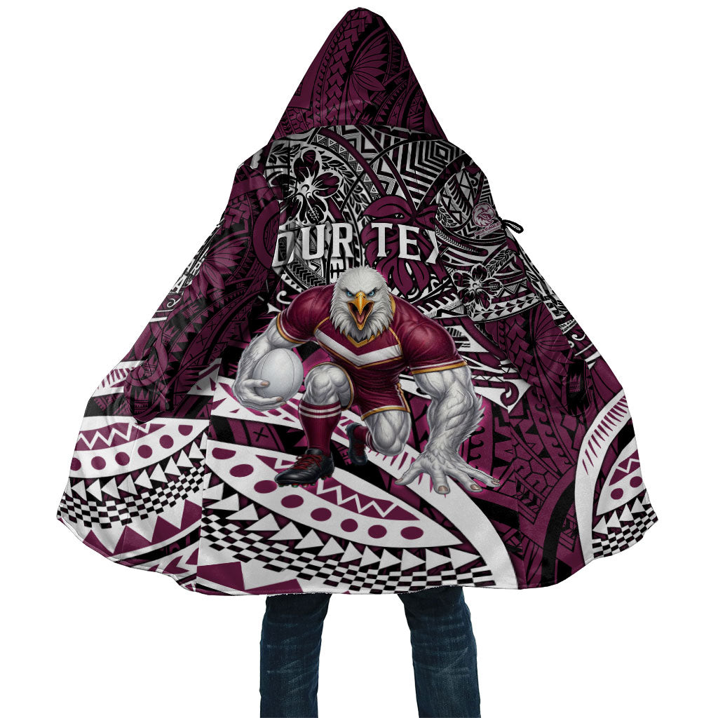 Personalised Manly Warringah Sea Eagles Cloak Polynesian Tribal Art Style With Muscular Sea Eagle Mascot