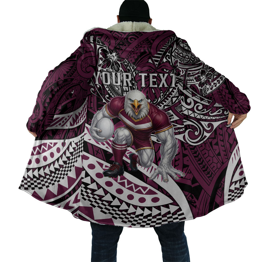 Personalised Manly Warringah Sea Eagles Cloak Polynesian Tribal Art Style With Muscular Sea Eagle Mascot