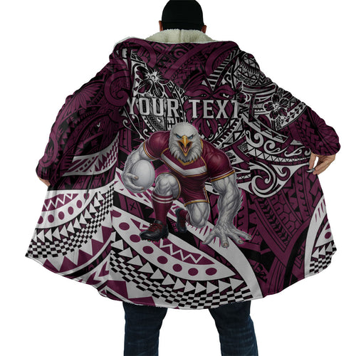 Personalised Manly Warringah Sea Eagles Cloak Polynesian Tribal Art Style With Muscular Sea Eagle Mascot
