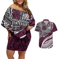 Personalised Manly Warringah Sea Eagles Couples Matching Off Shoulder Short Dress and Hawaiian Shirt Polynesian Tribal Art Style With Muscular Sea Eagle Mascot
