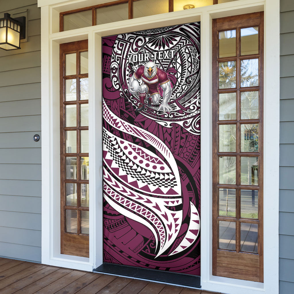 Personalised Manly Warringah Sea Eagles Door Cover Polynesian Tribal Art Style With Muscular Sea Eagle Mascot