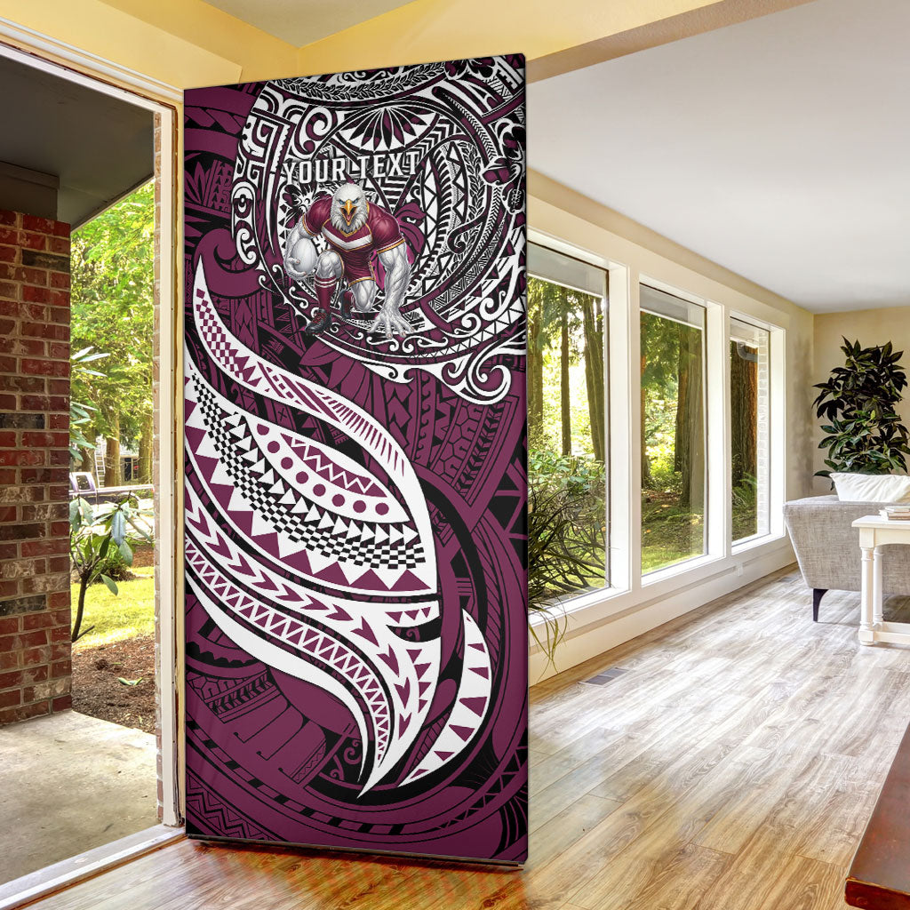 Personalised Manly Warringah Sea Eagles Door Cover Polynesian Tribal Art Style With Muscular Sea Eagle Mascot