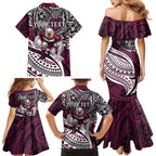 Personalised Manly Warringah Sea Eagles Family Matching Mermaid Dress and Hawaiian Shirt Polynesian Tribal Art Style With Muscular Sea Eagle Mascot